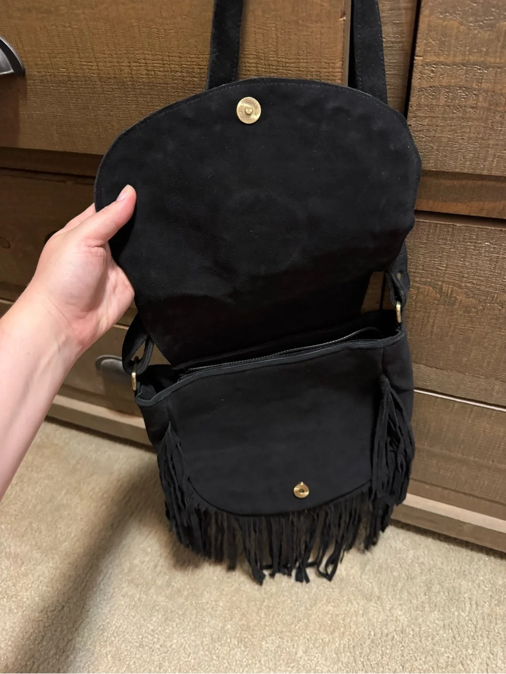 Western Boho Fringe SeaShell Accent Cowhide Crossbody Bag